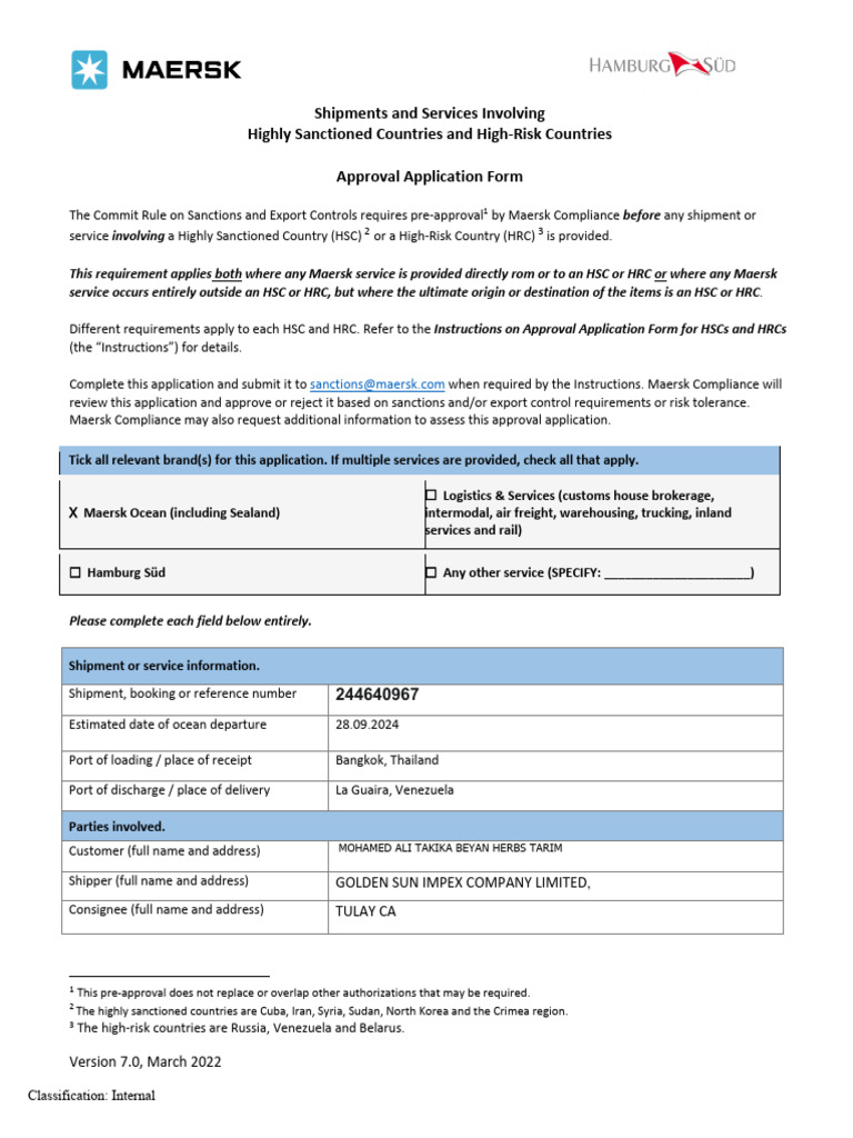 Approval Application Form - HSCs HRCs FINAL_sample | PDF | Freight ...