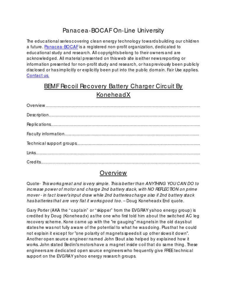 BEMF-Recoil Recovery Battery Charger - by KoneheadX | PDF | Inductor ...