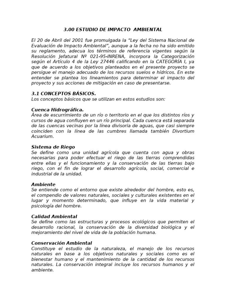 Estudio Impacto Ambiental | PDF | Riego | Entorno natural