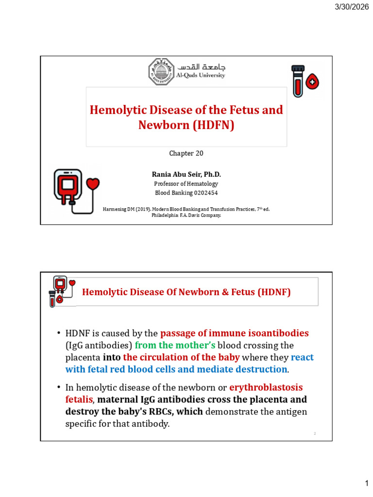 CHP 20 - Hemolytic Disease of The Fetus and Newborn (HDFN) - Handout ...