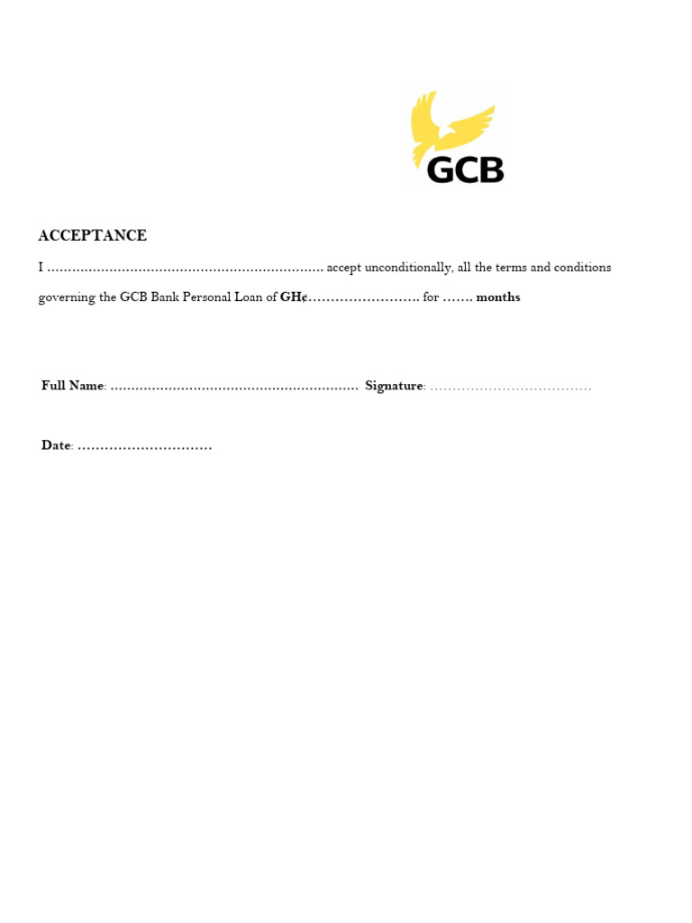 Gcb Loan Acceptance Letter | PDF