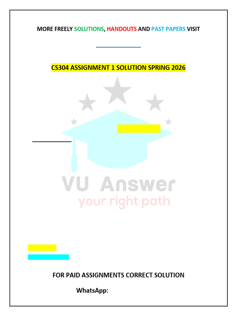 CS304 Assignment 1 Correct Solution Spring 2026 | PDF | Computing ...