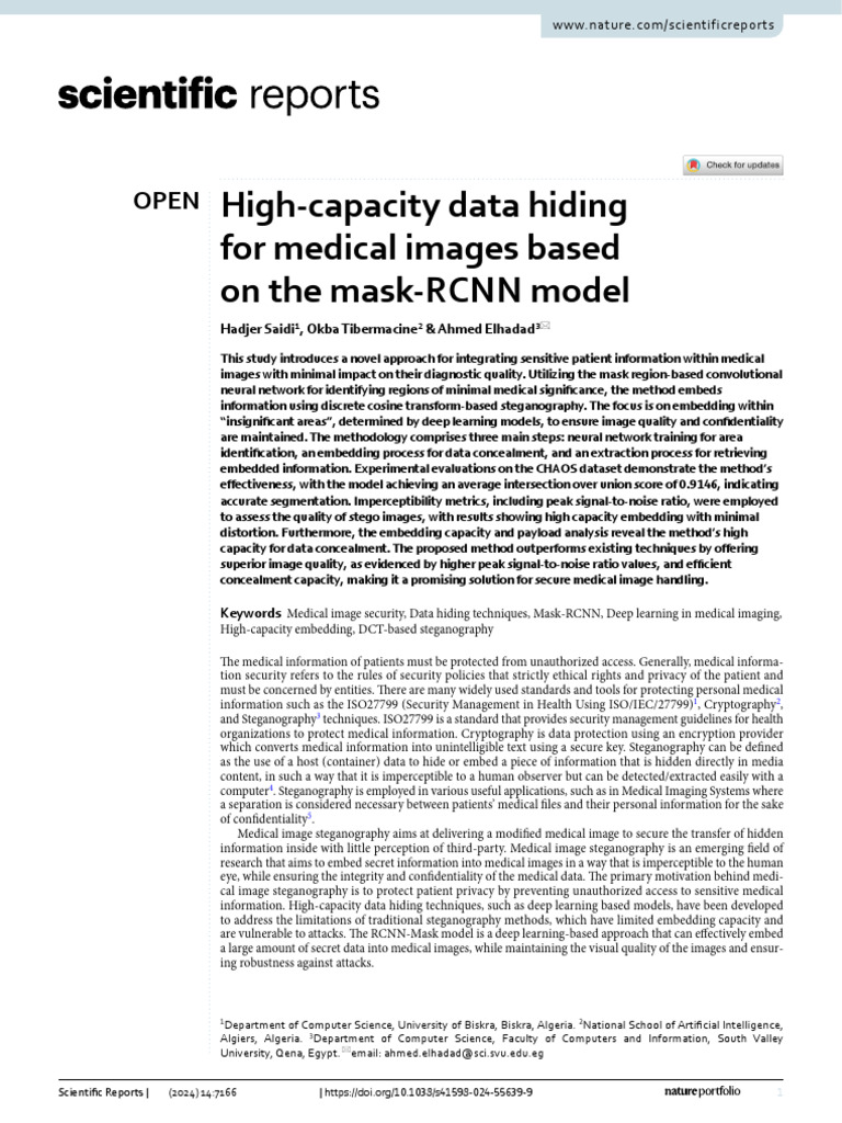 High Capacity Data Hiding for Medical Images Based on the MaskRCNN ...