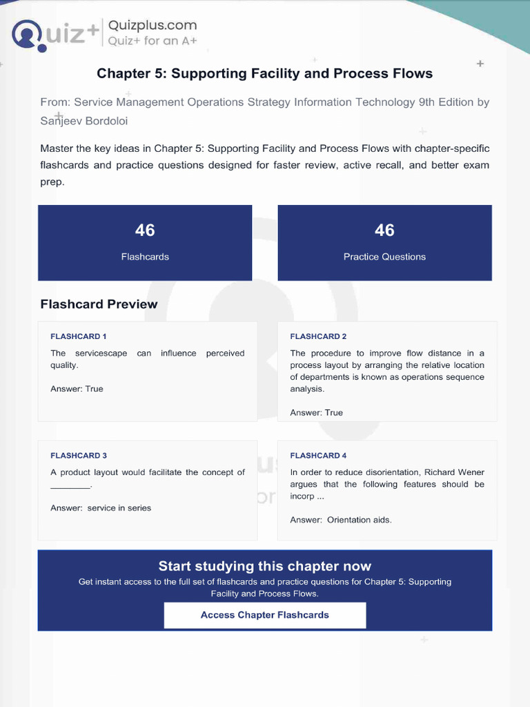 Flashcards for Chapter 5 Supporting Facility and Process Flows | PDF