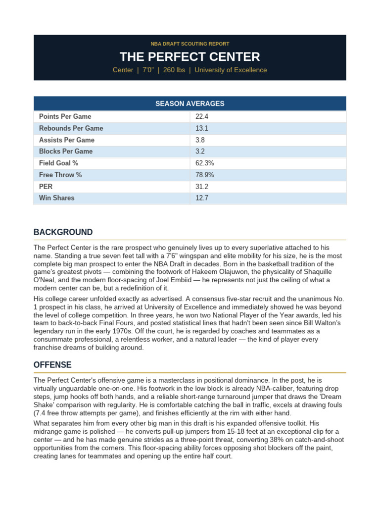 Perfect Center Scouting Report-1 | PDF | Sports | Team Sports