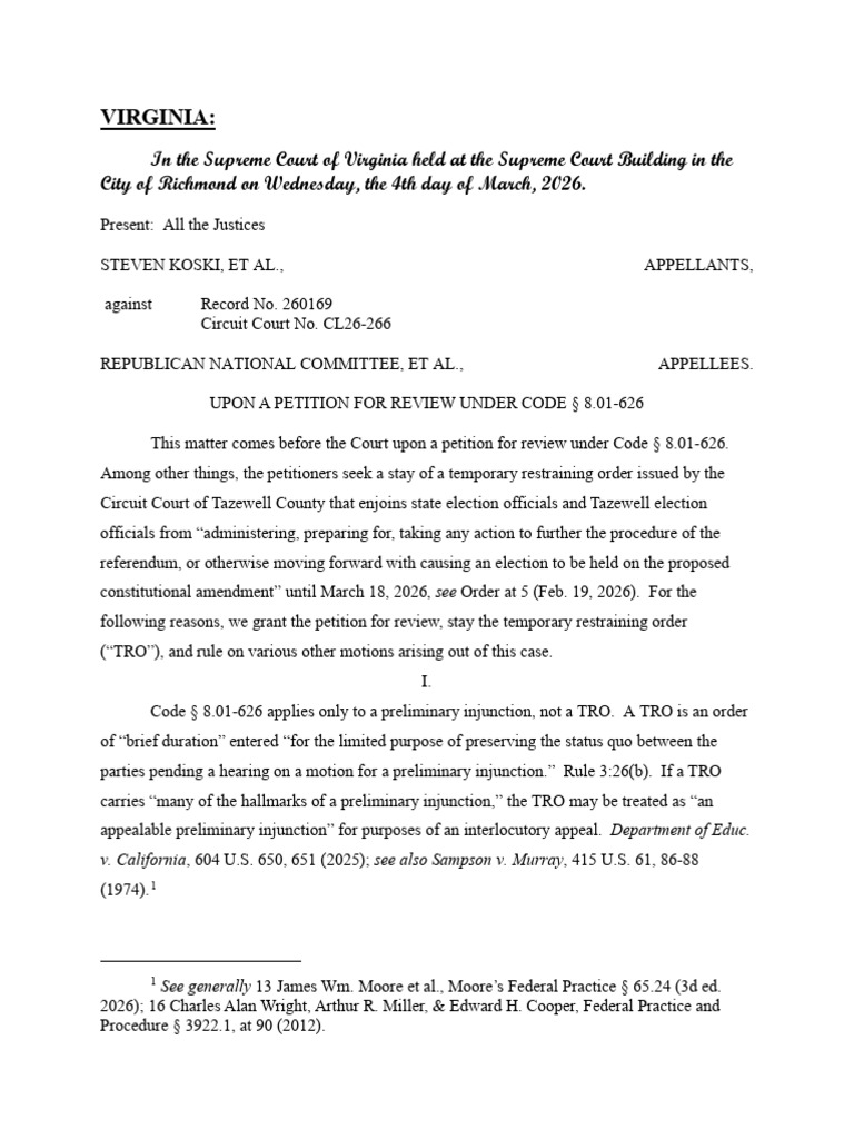 Koski v. Republican National Committee (ORDER) March 2026 | PDF ...