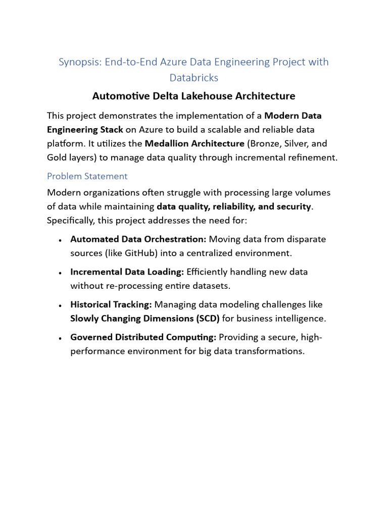 Azure Data Engineering Capstone Project | PDF | Sql | Microsoft Azure