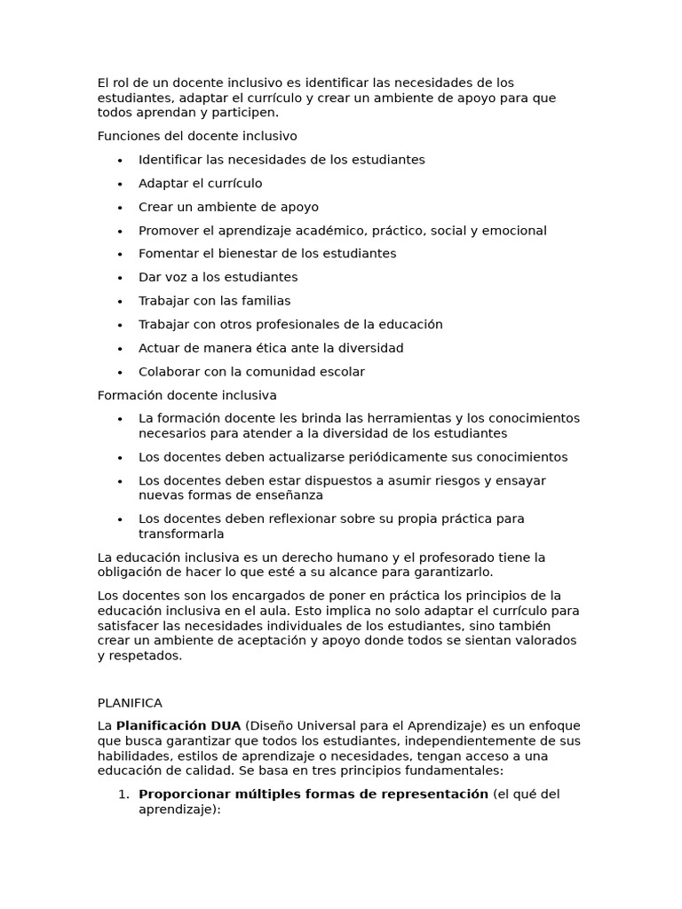 El Rol de Un Docente Inclusivo Es | PDF