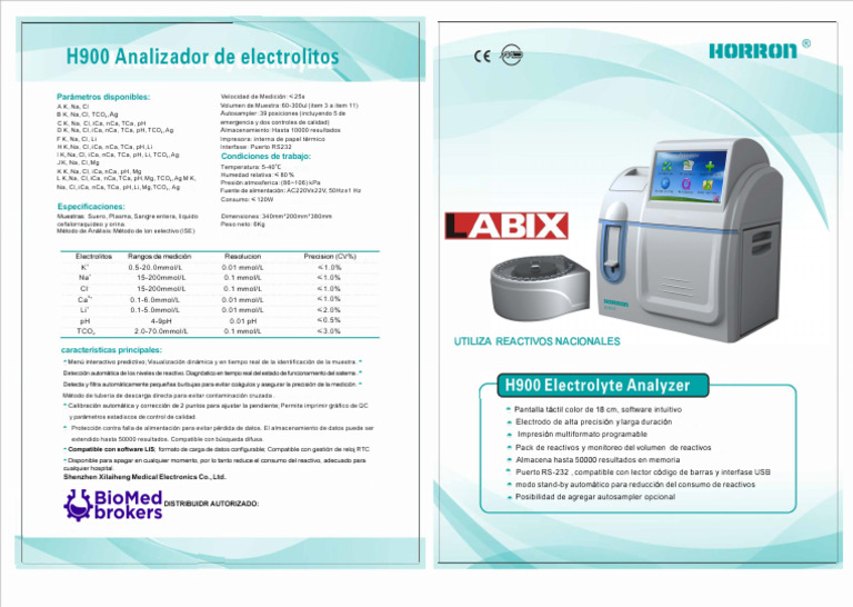 FICHA TECNICA Opcion H900 EspañolElectrolyte Analyzer | PDF