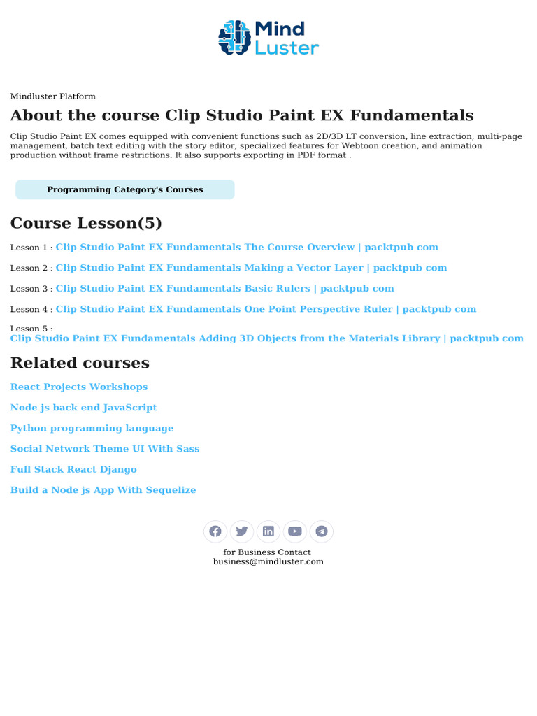 Clip Studio Paint EX Fundamentals Course Content (1) | PDF