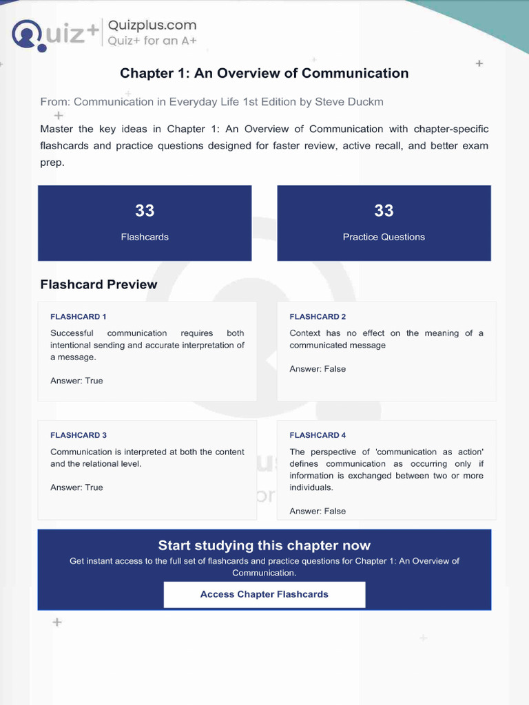 Flashcards for Chapter 1 an Overview of Communication | PDF