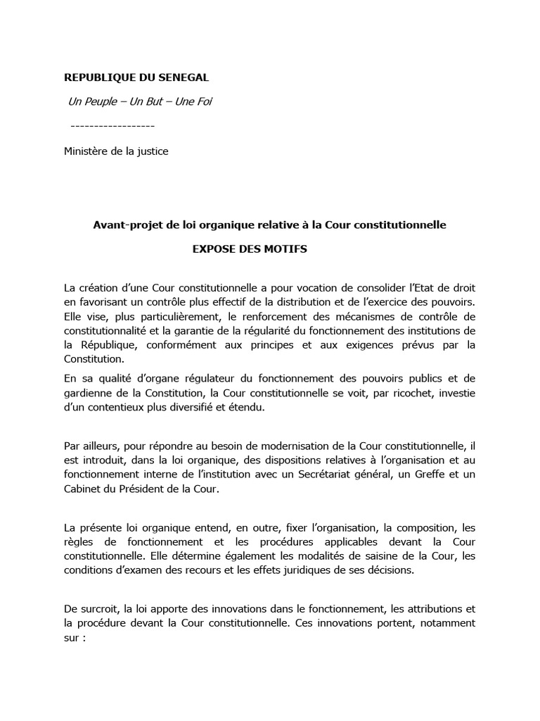 Cour Constitutionnelle Projet de Loi Sur La Révision | PDF | Loi ...