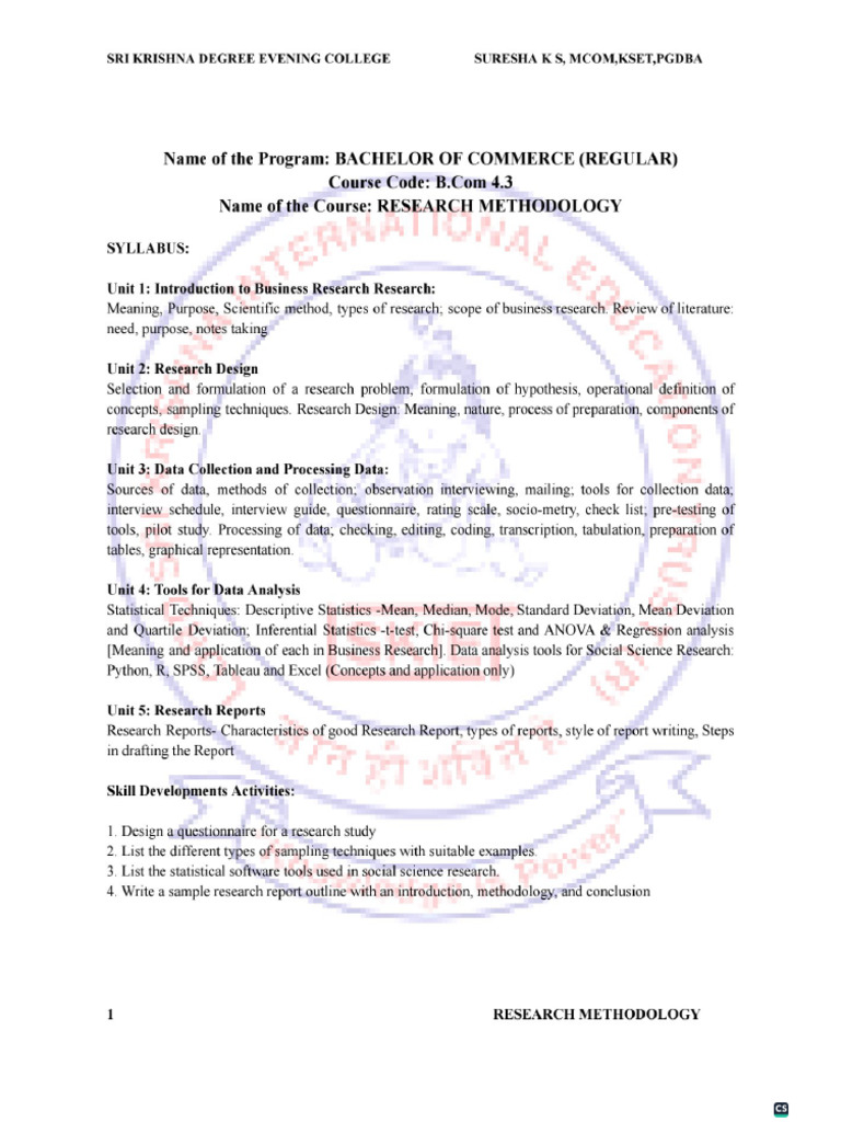 Rm 4th Sem Notes | PDF