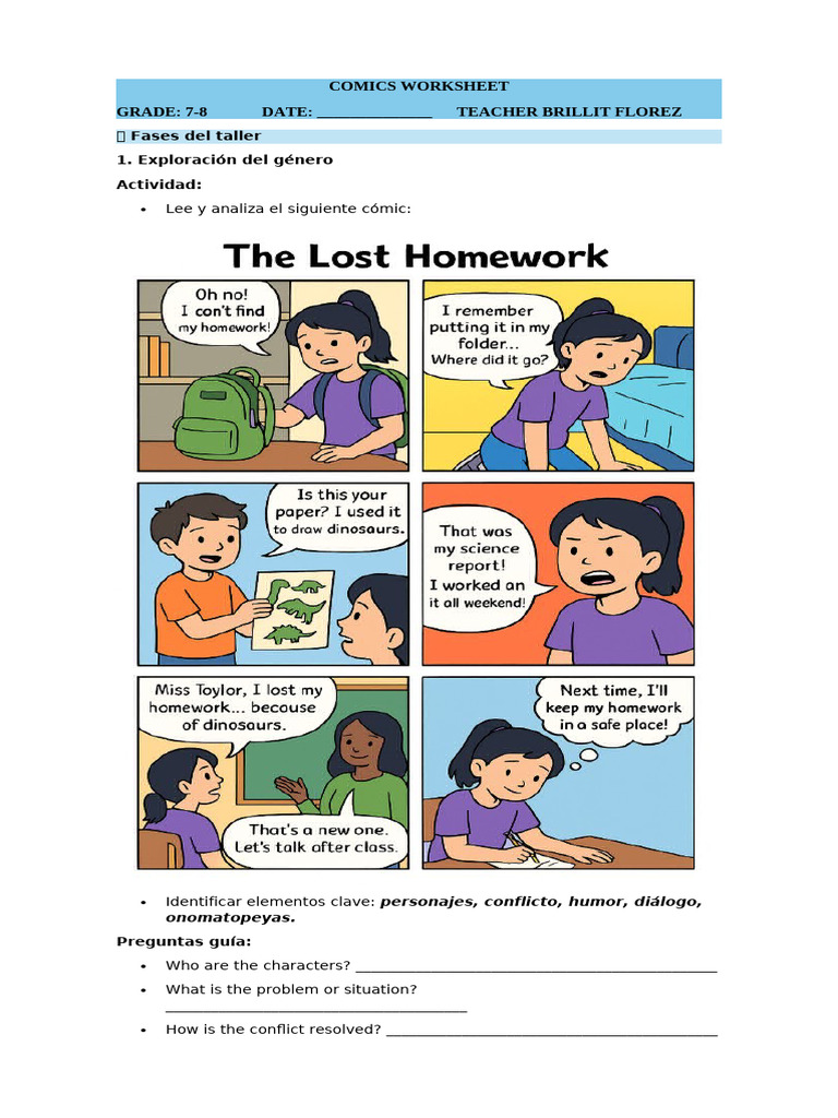 Comics Worksheet Comic | PDF | Cómics