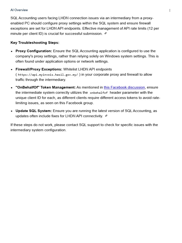SQL ACC-Cannot Confirm and Connect to LHDN via Intermediary From PC ...