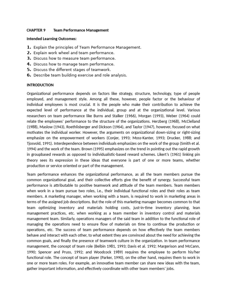 CHAPTER 9.Team Performance Management | PDF | Behavior | Innovation