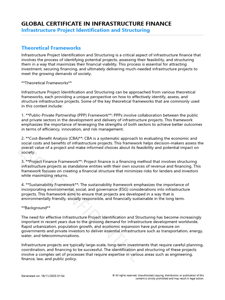 Infrastructure Project Identification and Structuring Theoretical ...