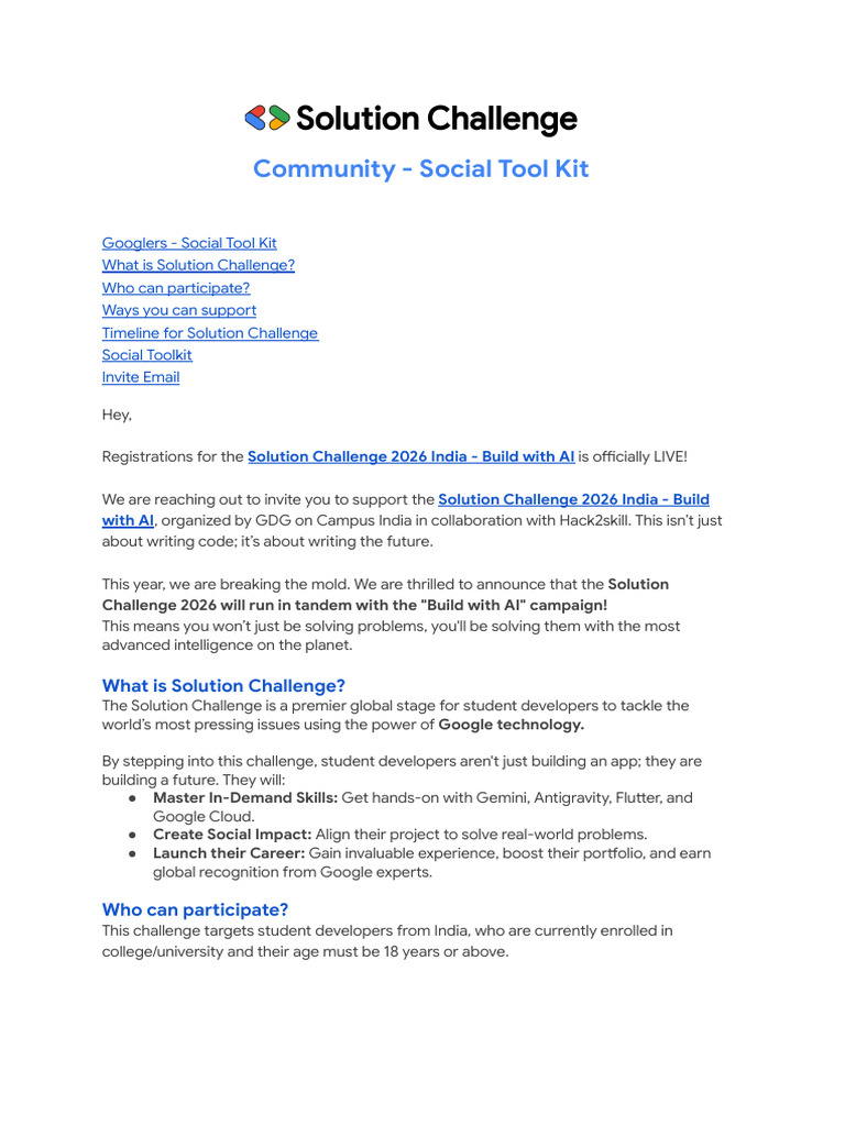 [EXT] Community - Solution Challenge 2026 Social Toolkit | PDF ...