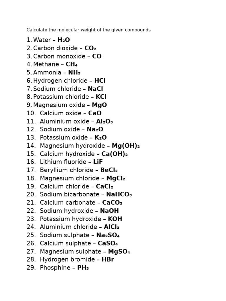 Chapter 3 - Chemical Formulae Practice Sheet | PDF