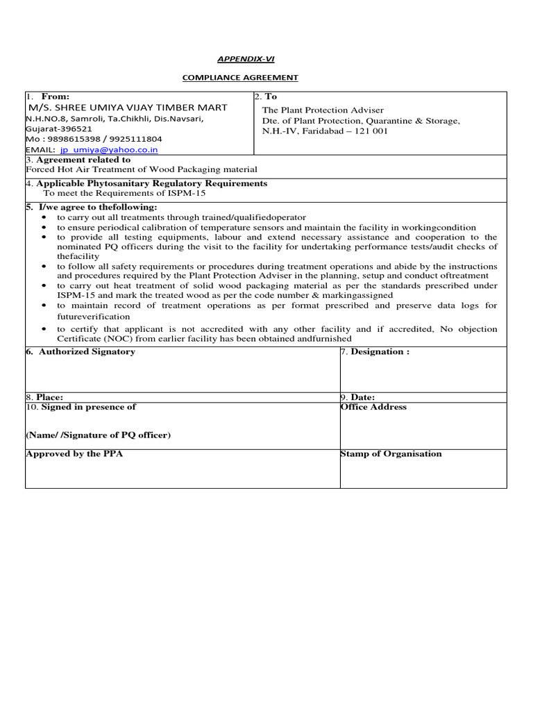 (6) Appendix VI Compliance Agreement | PDF