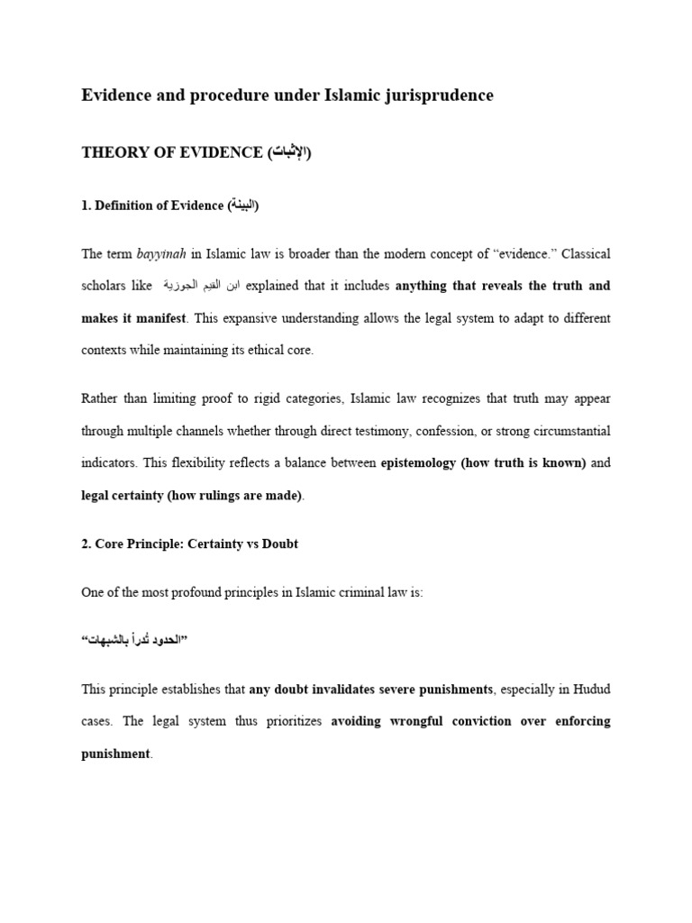 Procedure and Evidence(1) | PDF | Sharia | Evidence (Law)