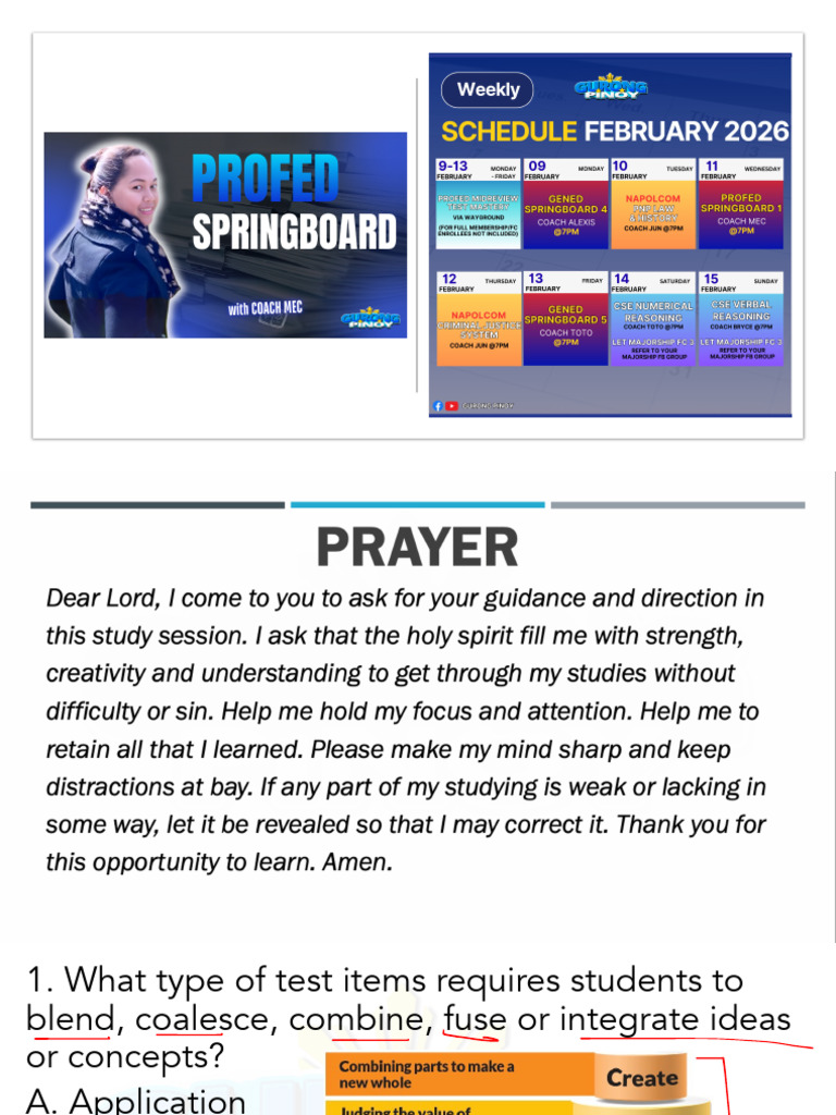 ProfEd SpringBoard (LET March 2026) | PDF | Curriculum | Cognition