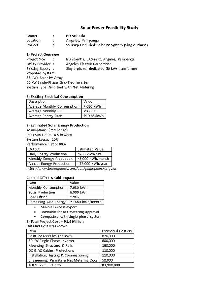 Solar Power Feasibility Study | PDF | Photovoltaic System | Solar Power