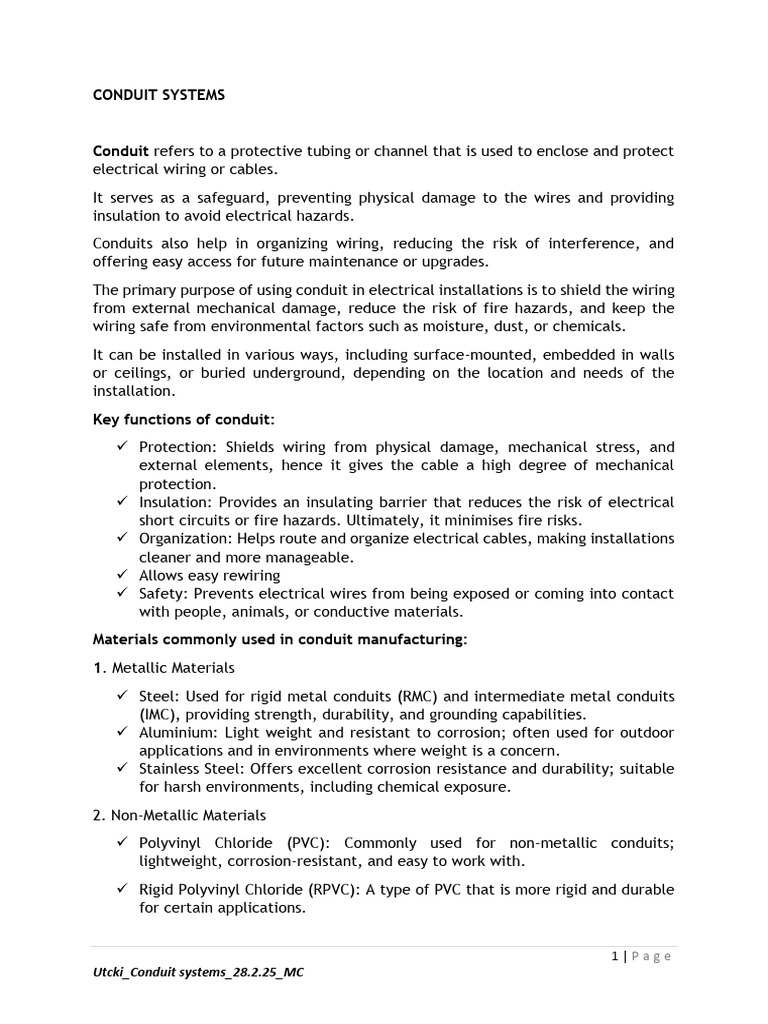 Conduits Systems Rev= | PDF | Electrical Wiring | Corrosion