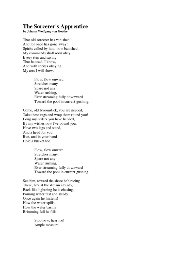 Goethe's Sorcerer's Apprentice Poem | PDF
