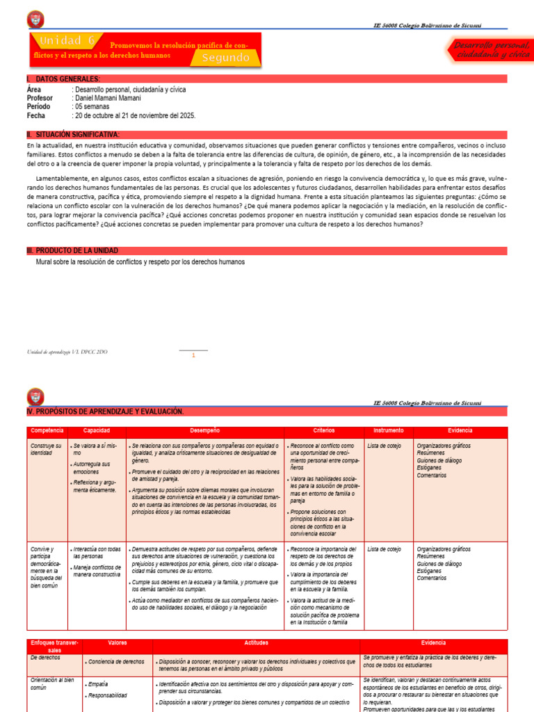 U6 DPCC 2° | PDF | Aprendizaje | Derechos humanos