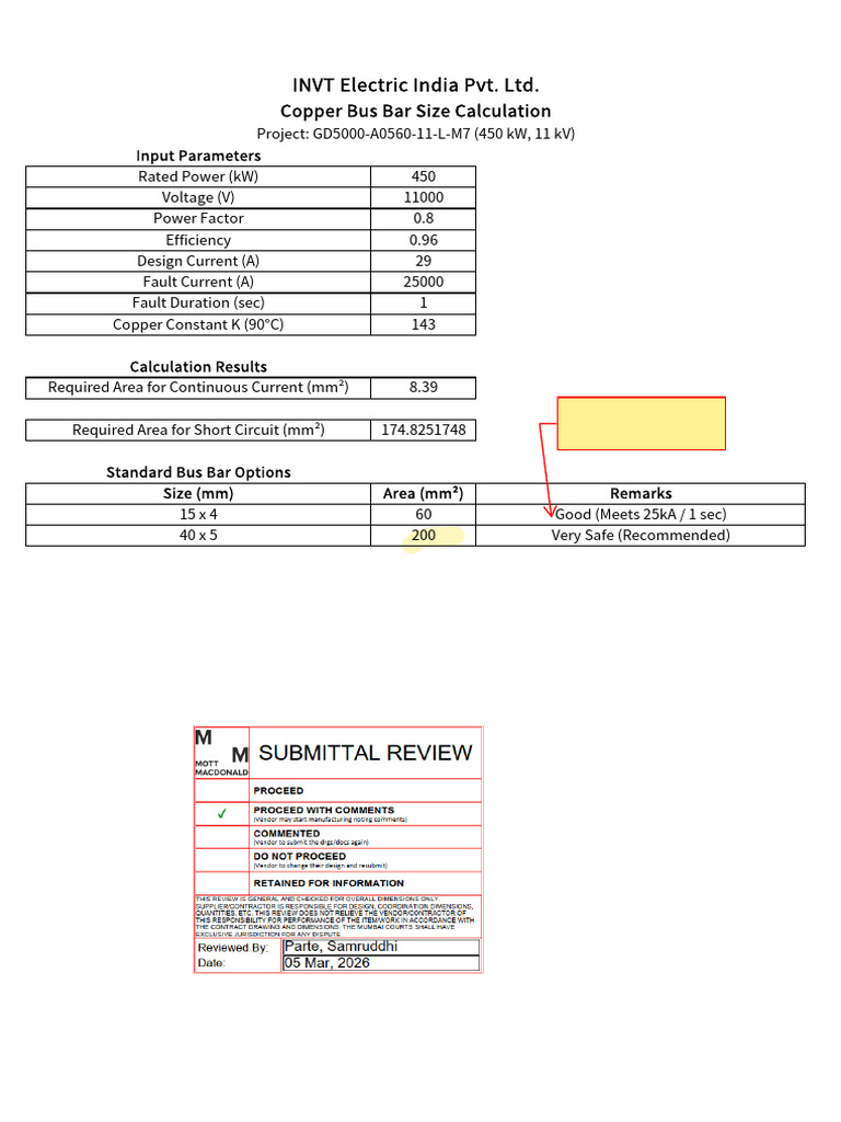 INVT GD5000 Bus Bar Calculation | PDF | Voltage | Power (Physics)