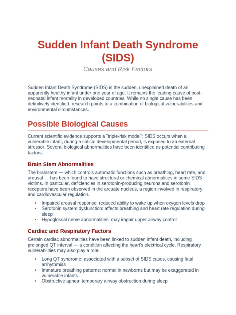 SIDS Causes and Risk Factors | PDF | Prenatal Development | Infant ...