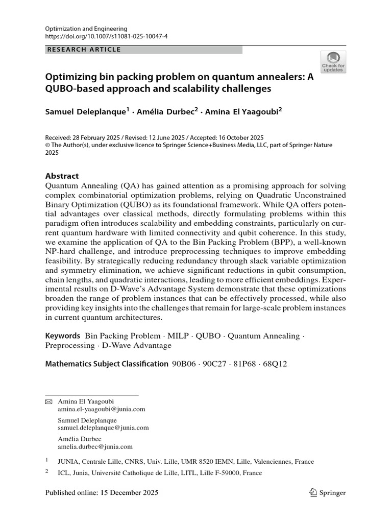 3. Optimized Bin Packing Problem on Quantum Annealers - A QUBO-based ...