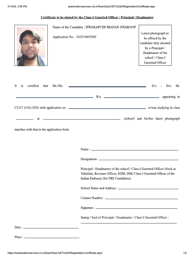 Cuet Photo Verification | PDF