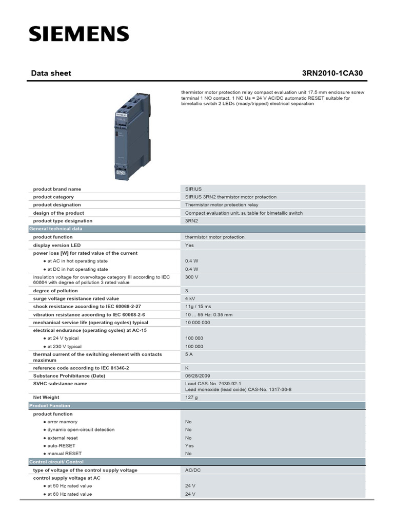 3RN20101CA30 Datasheet En | PDF | Relay | Alternating Current