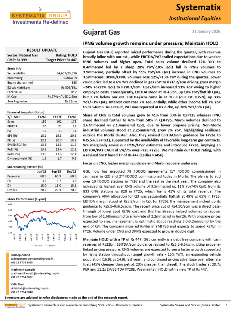 Gujarat Gas - 3QFY26!21!01-26 - Systematix | PDF | Liquefied Natural ...