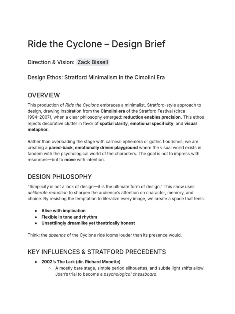 Ride the Cyclone – Design Brief | PDF | Minimalism