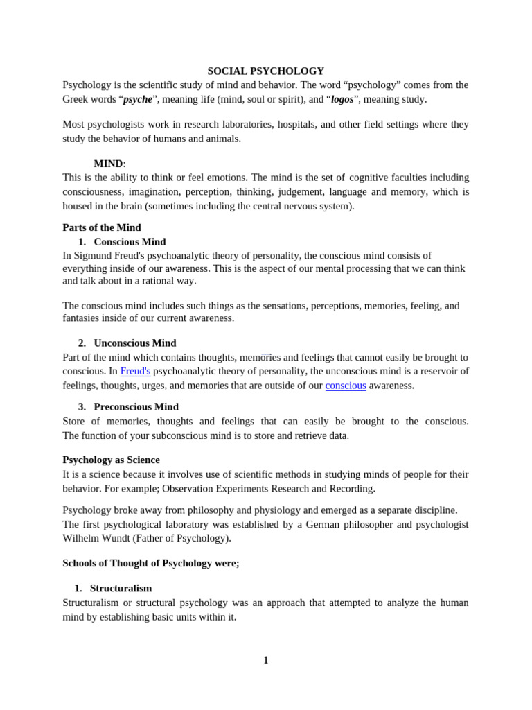 Social Psychology | PDF | Attitude (Psychology) | Mind