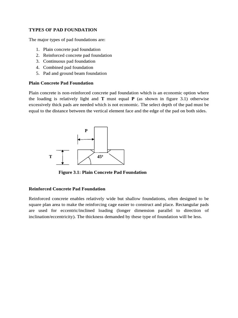 Types of Pad Foundation | PDF