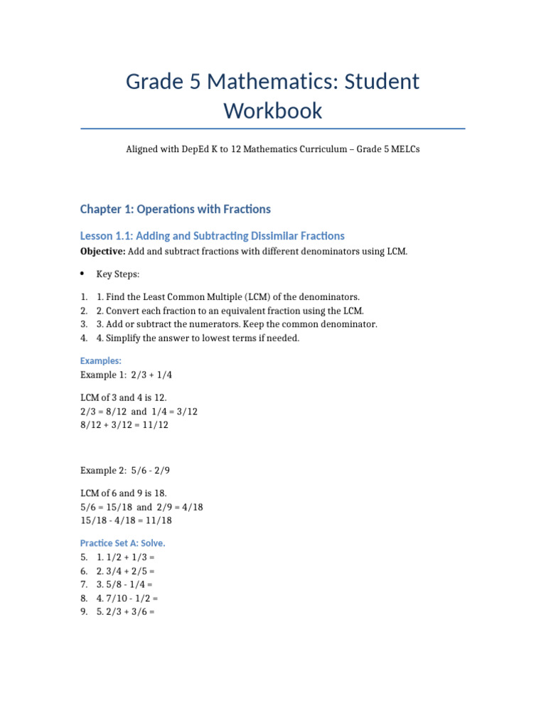 Grade5 Mathematics Workbook | PDF | Ratio | Discrete Mathematics