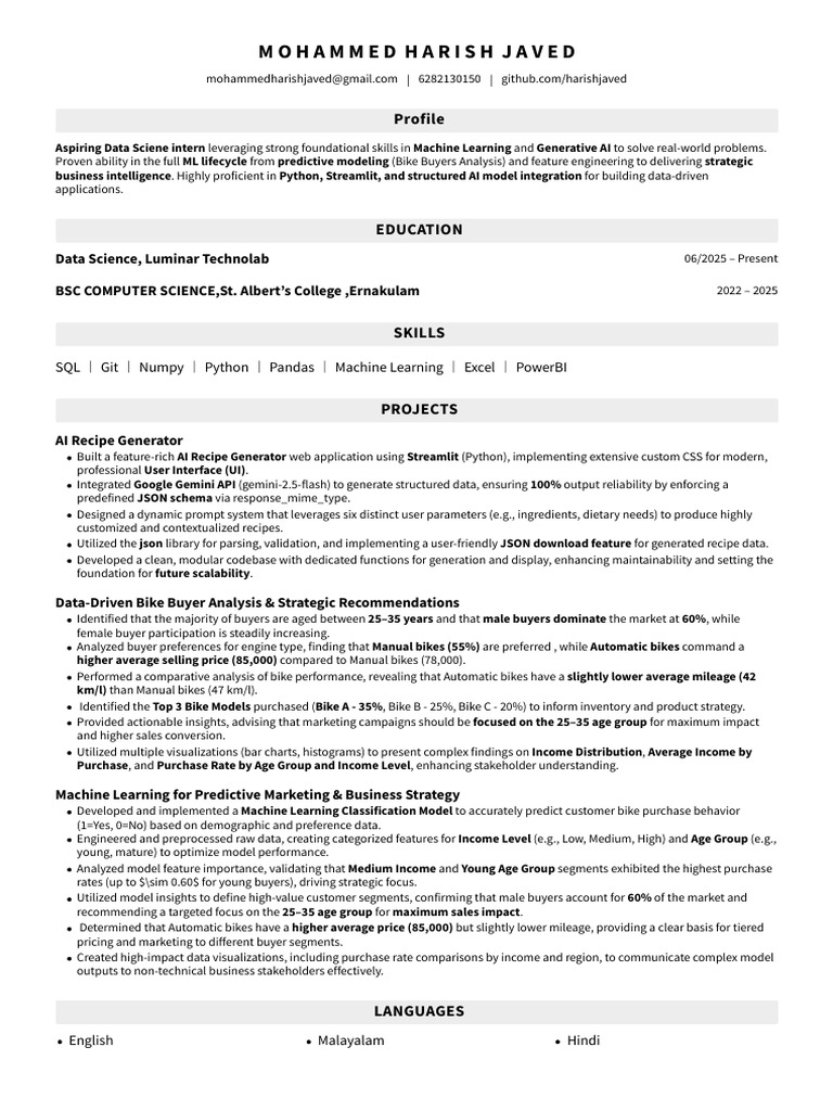 Harish Resume | PDF | Marketing | Machine Learning