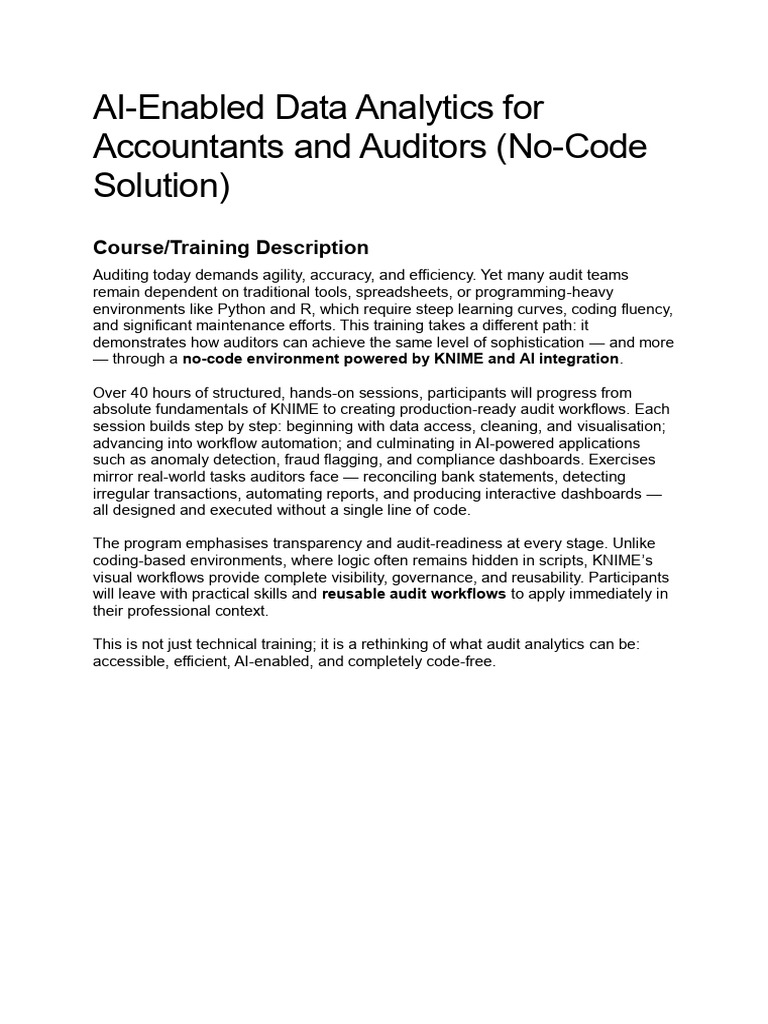 AI-Enabled Data Analytics for Auditors- No-Coding Solution v1.0 | PDF ...