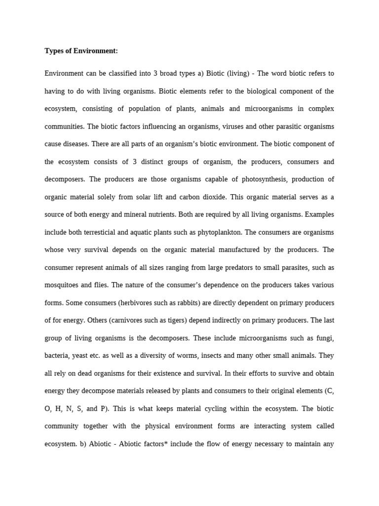 Types of Environment | PDF | Ecosystem | Plants