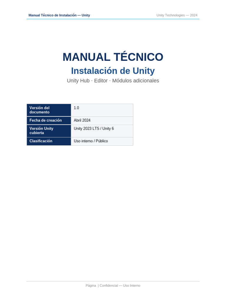 Manual Tecnico Unity | PDF