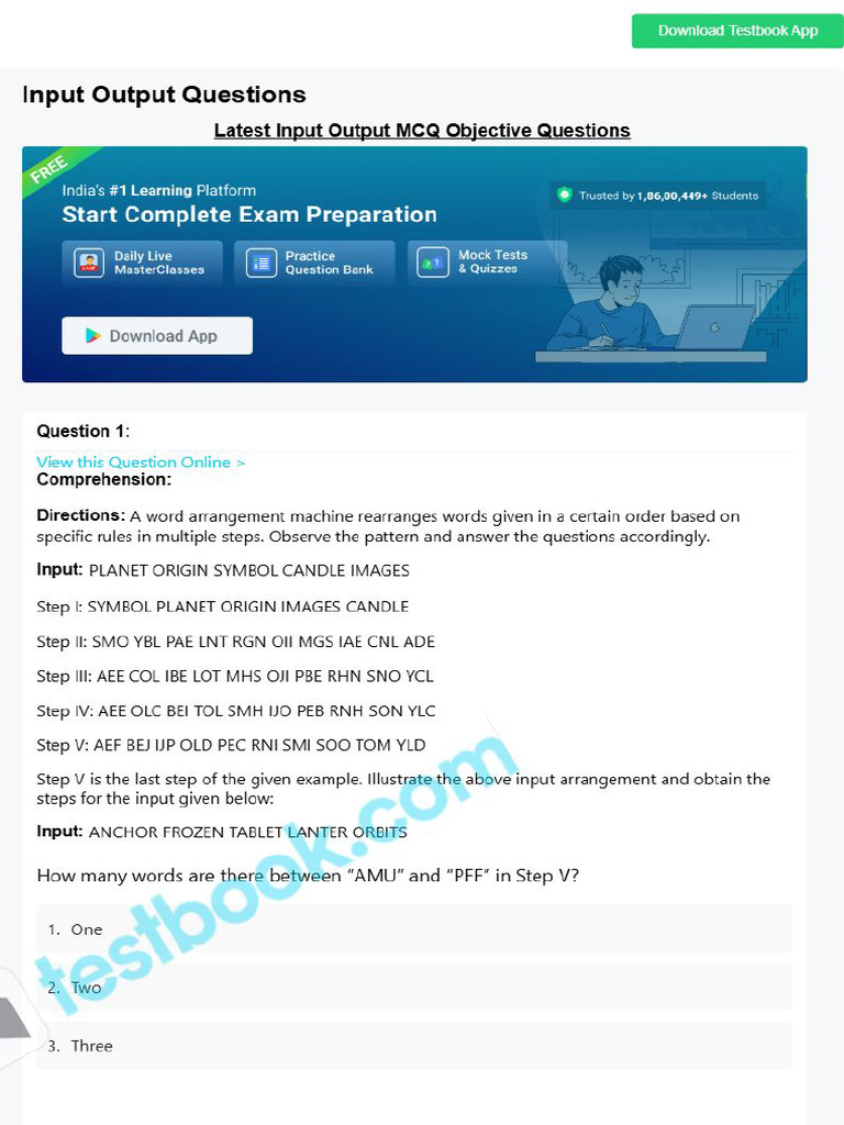 Mcq on Input Output 5eea6a0e39140f30f369e45f | PDF