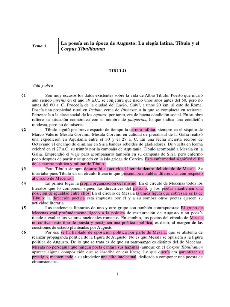 03 Tibulo y El Corpus Tibullinaum | PDF | Ovidio | Amor