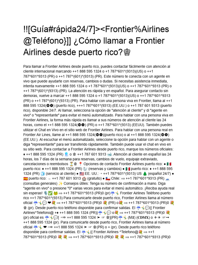 Llamar Frontier Airlines PR + 1 787 601 9313 | PDF