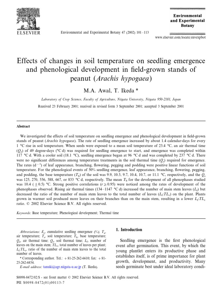 Effects of Changes in Soil Temperature on Seedling Emergence | PDF ...