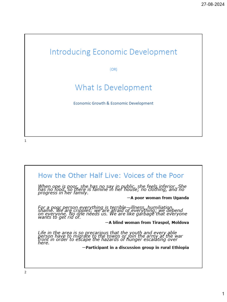 01 - 01 - Introducing Economic Development | PDF | Poverty | Poverty ...
