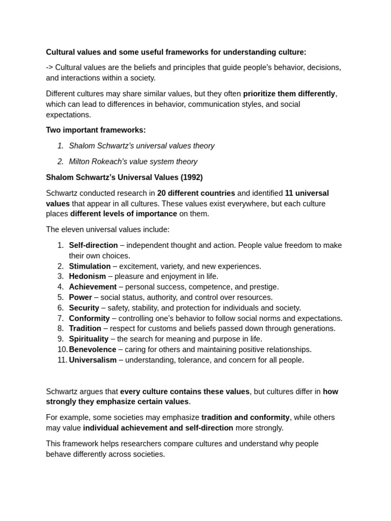 Cultural Values Script | PDF | Value (Ethics) | Social Psychology